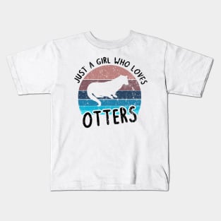 Otter animal motif girls women dwarf otters vintage Kids T-Shirt